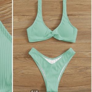 NWT SHEIN ribbed front twist high cut bikini